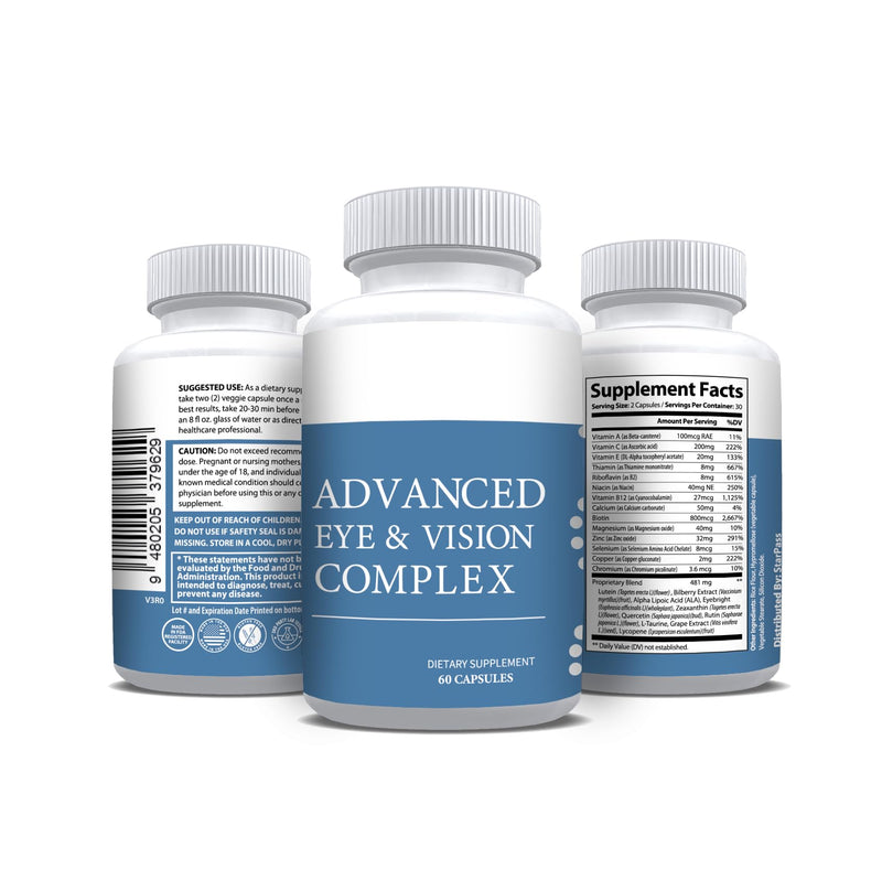 #1 Complete Research Vision Formula Advanced Eye Health Vitamin & Mineral Supplements for Adults w/Bilberry, Lutein, Zeaxanthin, Lycopene, Resveratrol | Supports Eye Strain, Dry Eyes 60 Capsules