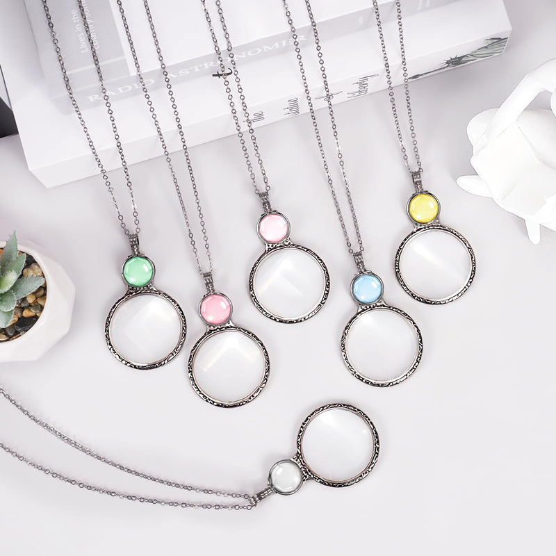 Magnifying Glass Necklace for Women, 10X Magnifying Monocle Necklace Pendant Vintage Reading Magnifier Lens (Green) Green