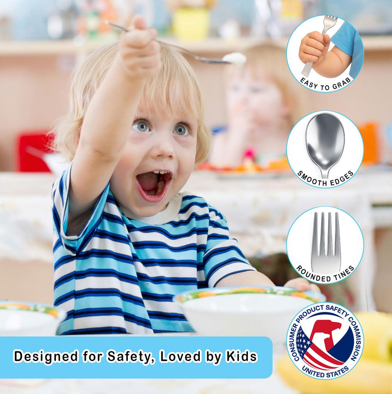 [Australia] - 12 Piece Stainless Steel Kids Silverware Set - Child and Toddler Safe Flatware - Kids Utensil Set - Metal Kids Cutlery Set Includes 4 Small Kids Spoons, 4 Forks & 4 Knives 12 Piece 