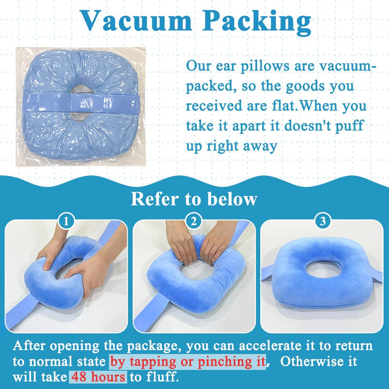 Piercing Pillow Ear Pillows for Side Sleepers with Hole CNH Donut Protector Pillow Ear Pressure Sores Pain Aches Relief Medical Ear Guard Care Cushion Blue With a Strap