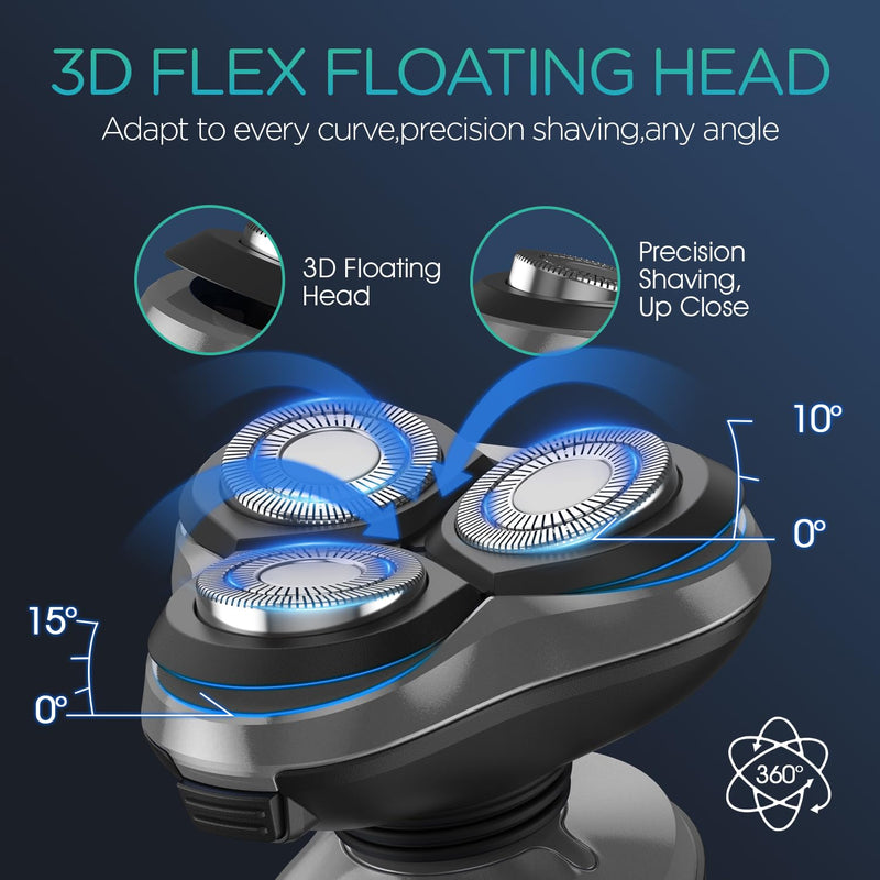 [Australia] - VOYOR Electric Razor for Men Cordless Shavers for Shaving with face sideburn Nose Ear Hair Rechargeable Wet Dry Waterproof TX410 New (New Version-Grey) New Version-Grey 