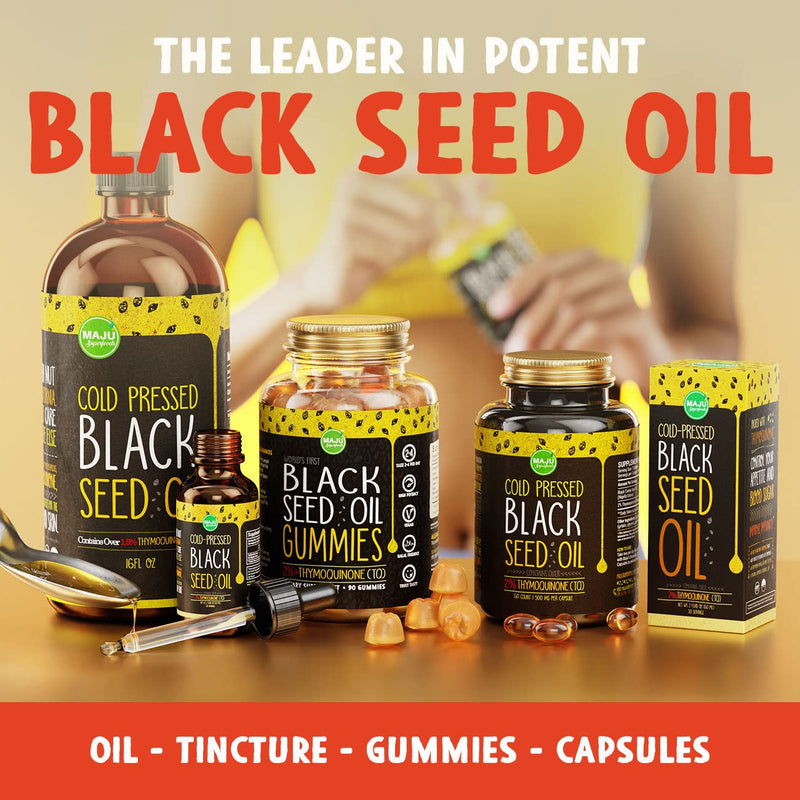 [Australia] - MAJU's Black Seed Oil Capsules - Cold Pressed, 2% Thymoquinone, 100% Turkish Black Cumin Nigella Sativa Seed Oil, 100% Liquid Pure Blackseed Oil 60 Count, 500mg per Capsule 60 Count (Pack of 1) 
