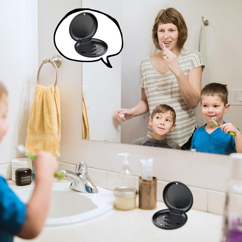 [Australia] - Braces box, denture container, portable tooth splint box, tooth rescue box, denture box, denture box, for storing braces and dentures for adults and children (black) 