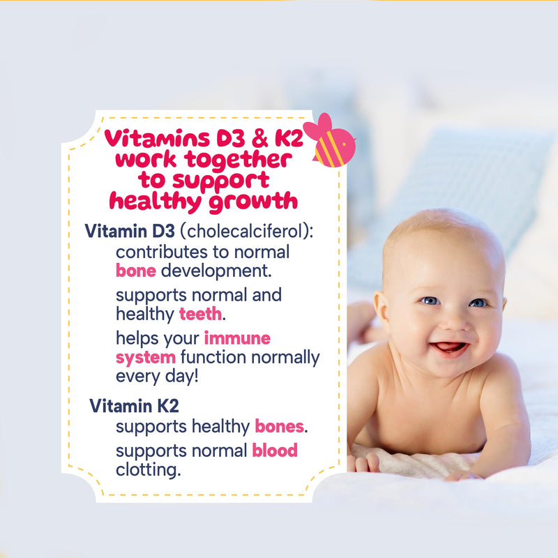 MinaKIDS D3 & K2 Drops – Delicious Orange Flavoured Supplement with 400 I.U D3, Essential Bone & Immune Support Vitamins for Babies and Children, Sugar-Free, Vegan, 60ml