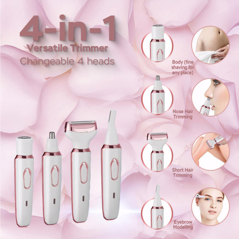 [Australia] - Electric Razors for Women, 4-in-1 Women’s Facial Hair Removal, Face Shaver Ebrow Trimmer Pubic Bikini Trimmer Portable Ladies Shaver Womens Razors for Shaving White 
