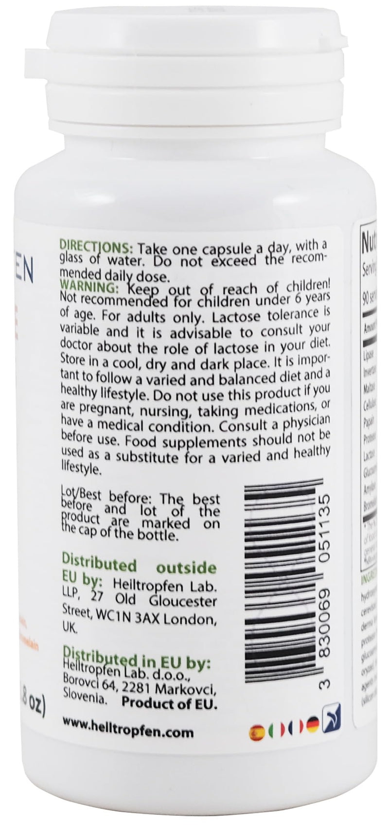 Digestive Enzymes | 90 Veggie Capsules | Food Supplement | Heiltropfen®