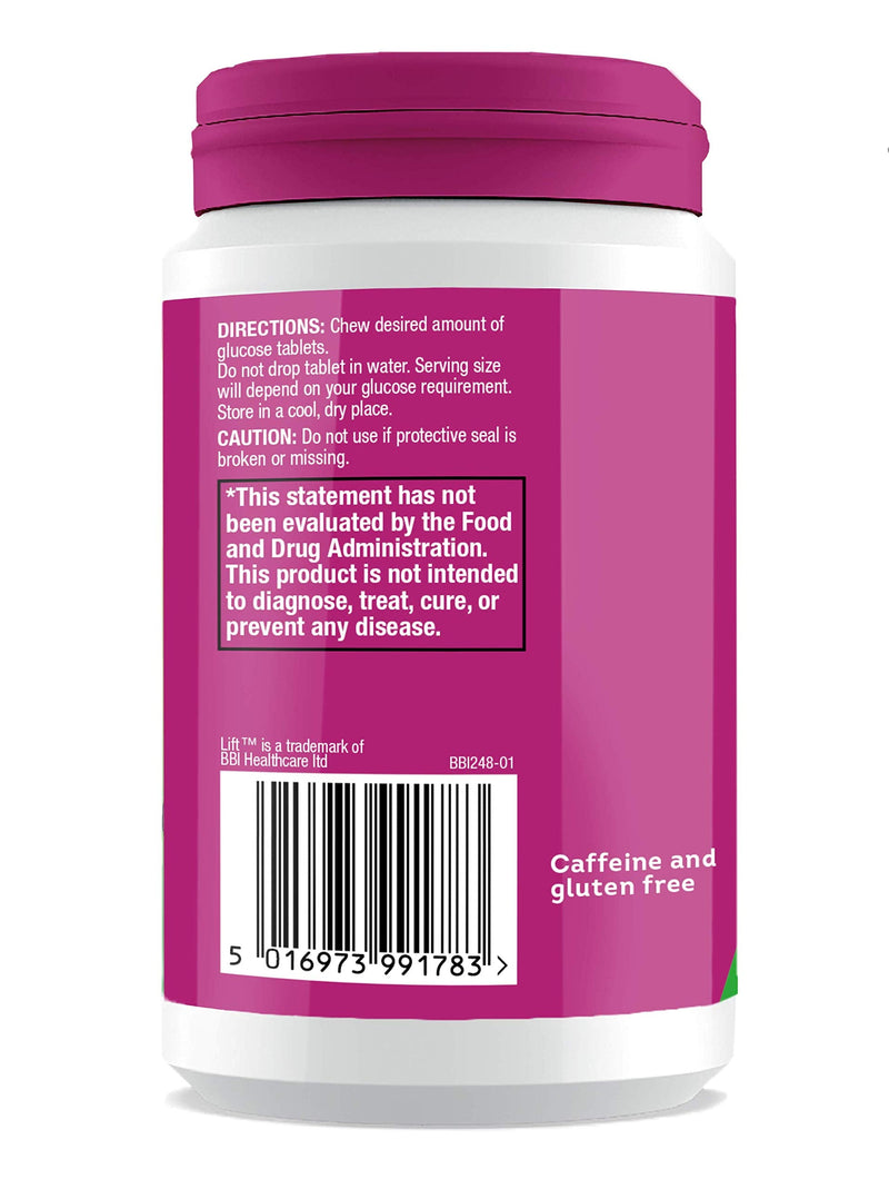 [Australia] - Lift Glucose | Fast-Acting Glucose Chewable Energy Tablets | Raspberry | 50 ct Jar (Pack of 1) 50 Count (Pack of 1) 