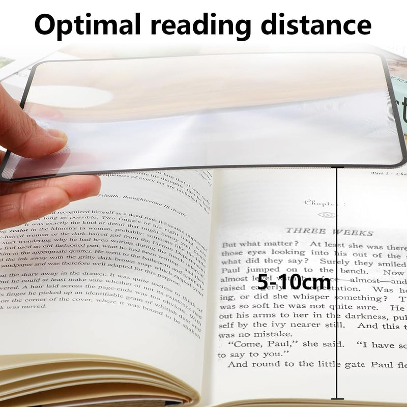 8 PCS 3X Page Magnifying Sheet for Reading, Ultra-Thin Lay-Flat Flexible PVC Page Magnifiers (7" X 4.7") Full-Page Magnifying Glass for Books, Maps, Small Print，Ideal for Seniors & Eye-strain