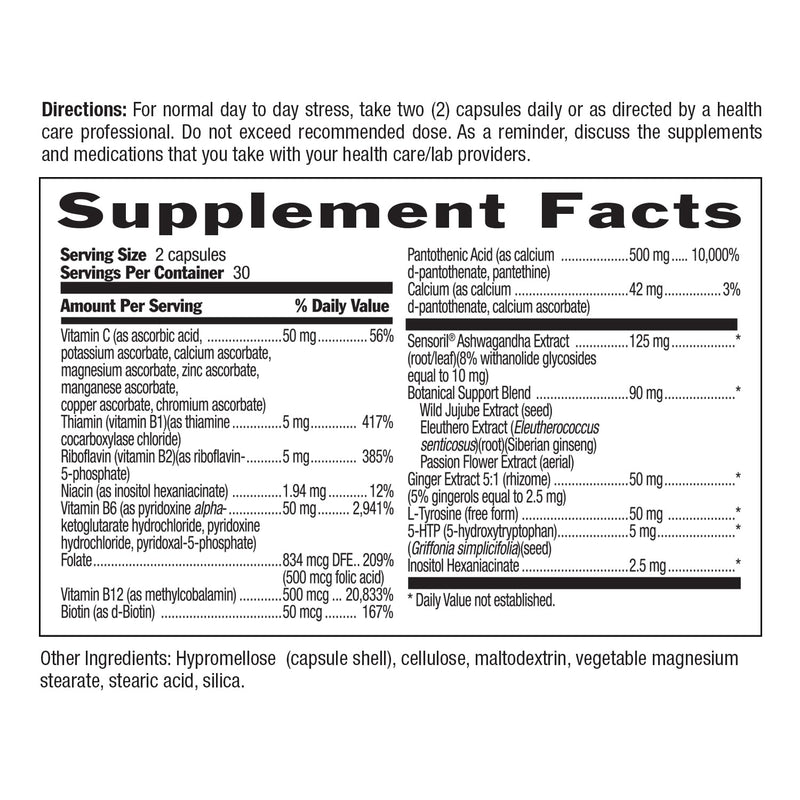 Country Life Stress Shield with Ashwagandha and B Vitamins, 60 Capsules | Helps diminish occasional tension while supporting emotional well-being and energy