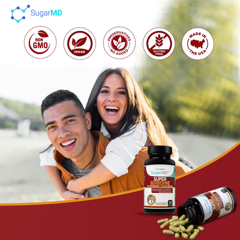 [Australia] - SugarMD Super Berberine Supplement – 250mg GlucoVantage Dihydroberberine with 4000mg Ceylon Cinnamon - 5X More Effective Than Regular Berberine – 30 Capsules (30 Day Supply) 