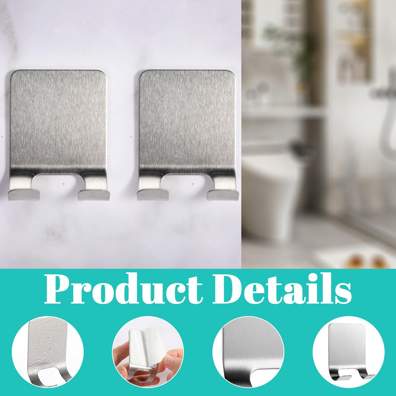 [Australia] - ElevateTech Razor Holder Shower Pack of 2 Self-Adhesive Razor Hooks Robust Storage Hook No Drilling Stainless Steel Razor Holder Waterproof Wall Hook Shower Hook for Razor Loofah 