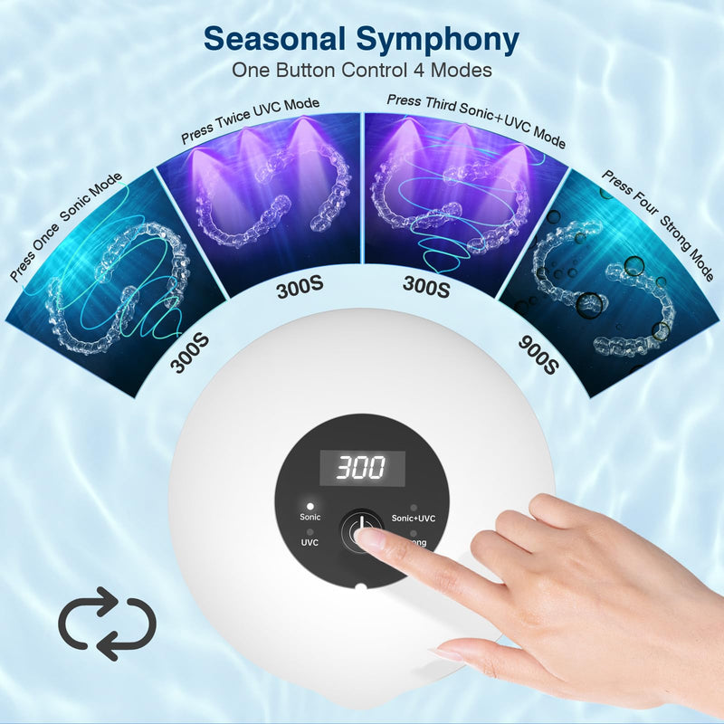 [Australia] - Advanced Ultrasonic Retainer Cleaner Machine for Dentures, Mouth Guards, Braces, Toothbrush Heads, Jewelry, 45kHz Triple-Phase Purification System, 4 Modes for Multiple Dental Appliances 