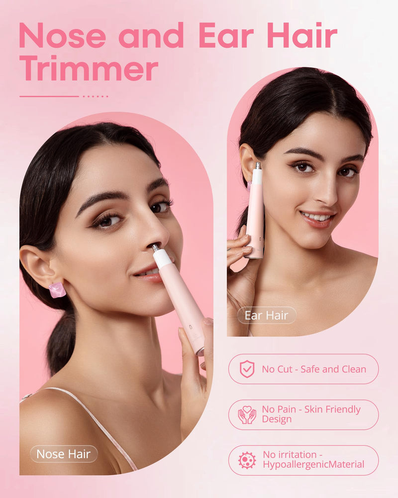 [Australia] - VG VOGCREST Nose Hair Trimmer for Women, Portable, Waterproof, Rechargeable, 2-in-1 Trimmer, Easy to Clean, Suitable for Sensitive Skin 