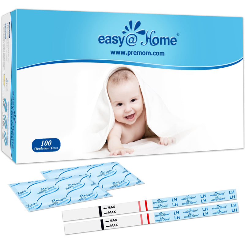 Easy@Home Ovulation Test Strips (100-pack) Value Pack, Reliable Ovulation Preditor Kit and Fertility Test, 100 Tests 100 Count (Pack of 1)