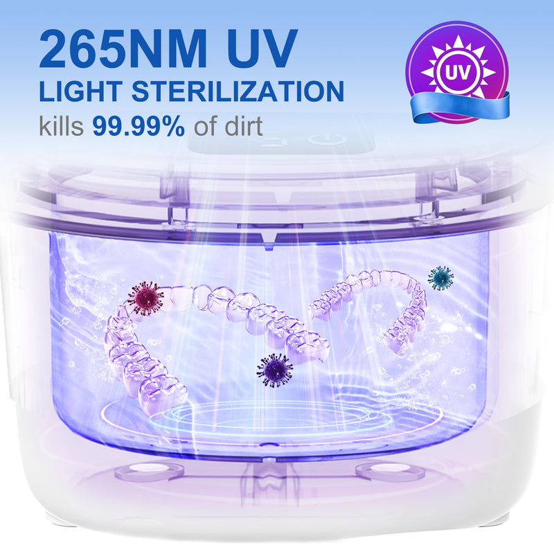 [Australia] - Ultrasonic Retainer Cleaner Machine - 45kHz for Dentures, Mouth Guards, Aligners, Dental Trays White 