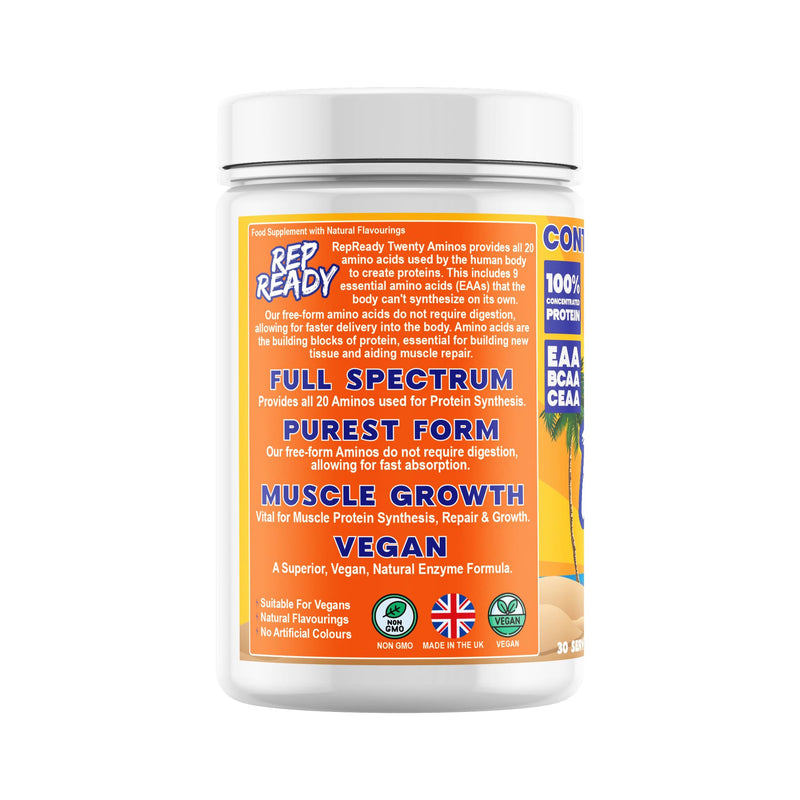 Twenty Amino Acids – 20 Amino Acids Supplement Powder - Clear Whey Full Spectrum EAA, BCAA - Biggest Amino Blend - Vegan Aminos - Branched Chain & Essential Aminos - Leucine - Muscle Recovery