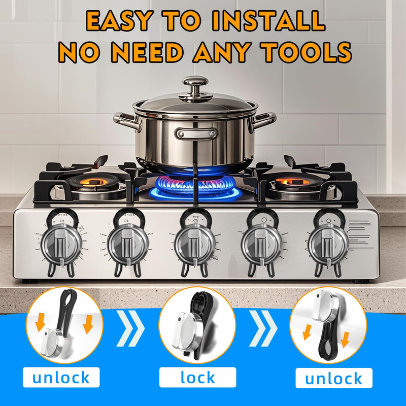 [Australia] - Gas Stove Knob Locks, Baby Oven Lock Child Safety Stove Guard & Gas Knob Safety Covers, Baby Proof Oven Lock, Durable Design Prevent Accidental Touch(5 Pack) 