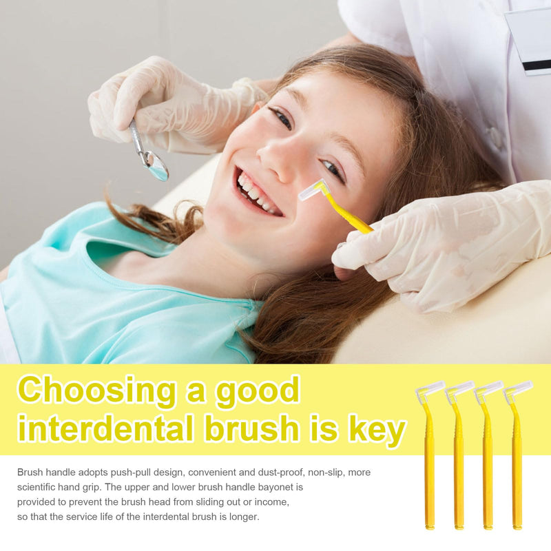 [Australia] - SKHAOVS Pack of 40 L-shaped interdental brushes, dental brushes, tooth cleaning between spaces, interdental space cleaner, brushes for interdental spaces, tooth sticks for teeth cleaning, braces cleaning (yellow) yellow 