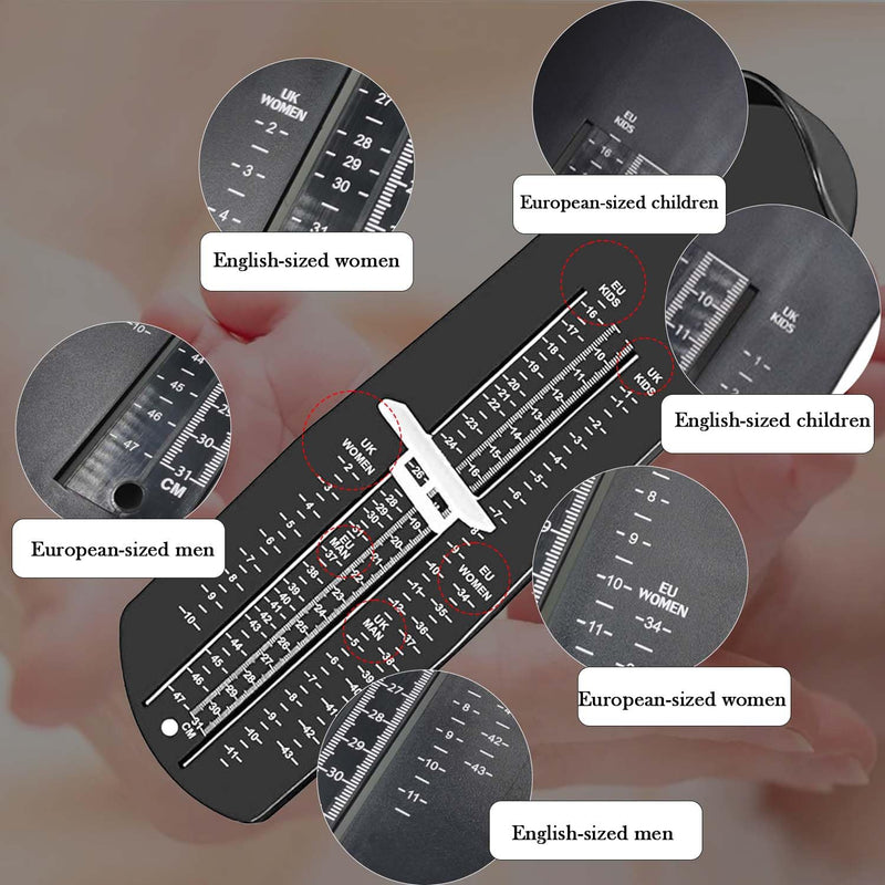 [Australia] - XOKL Children's Foot Measurer, Adult Foot Measurement, Baby Foot Measurement, Children's Shoe Measurement, Shoe Size Measurement, Shoe Try-On Devices, Family Foot Measurement Device for Children, Adults, UK and EU Size (Black) Black 