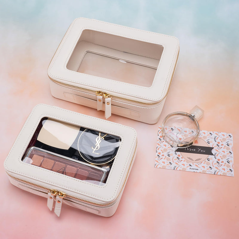 Aveniee Clear Makeup Bag Case Travel Toiletry Bag with Zipper, Small Cosmetic Bag Mini travel essentials for Purse, Mini & Medium Size