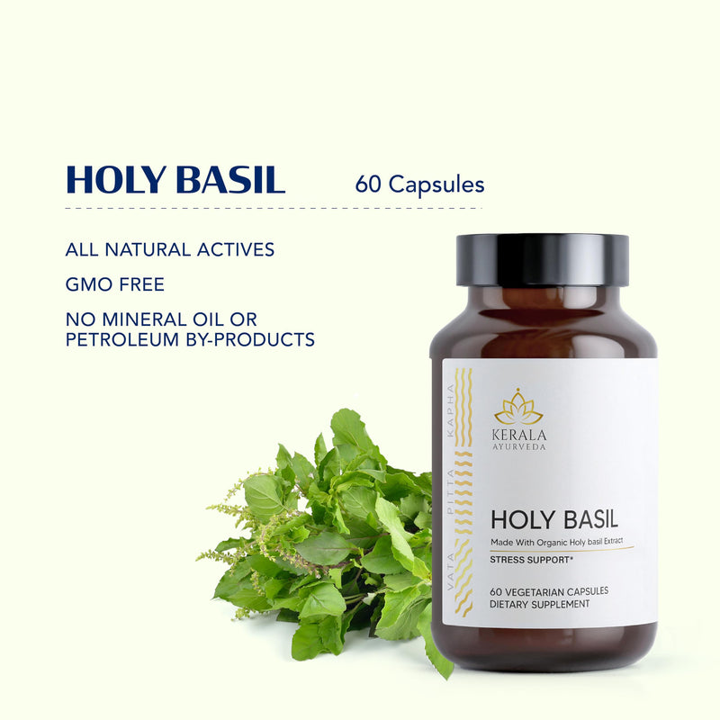 [Australia] - Kerala Ayurveda Holy Basil Herbal Supplement for Stress Relief & Relaxation | Calms Mind & Body | Immunity Support - 60 Veg Capsules 