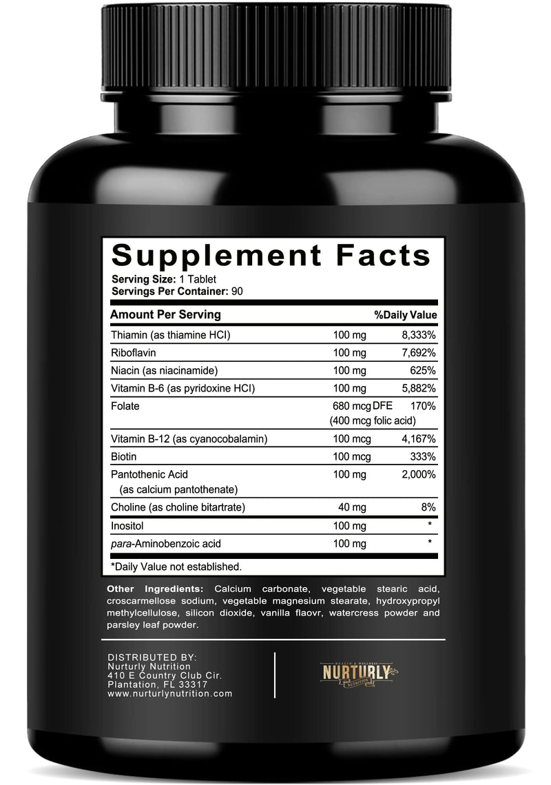 Vitamin B Complex and Turmeric Curcumin - Contains All Essential B Vitamins - B1, B2, B3, B5, B6, B7, B9, B12 and Biotin - High Absorption Turmeric Supplements 1300mg for Joint, Hearth Health