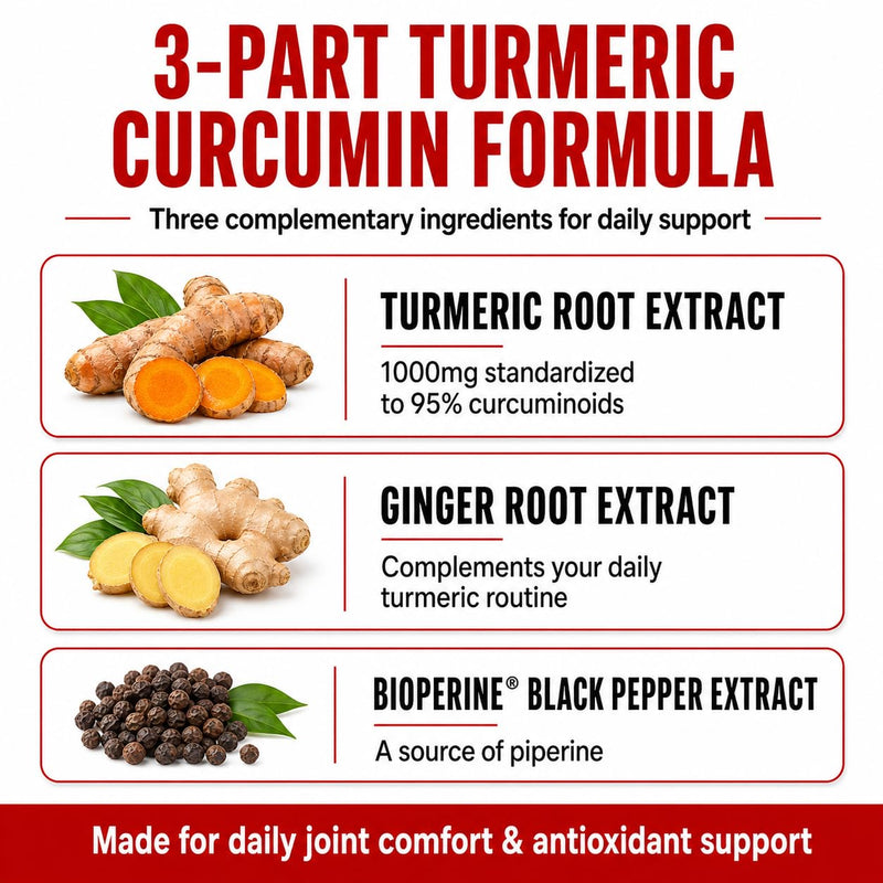 Balance ONE Turmeric Curcumin Supplement, 1000mg, Black Pepper, 90 Capsules | Turmeric Extract, 95% Curcuminoids, Turmeric With Piperine, Curcumin With Black Pepper, BioPerine, Piperine Extract, Ginger
