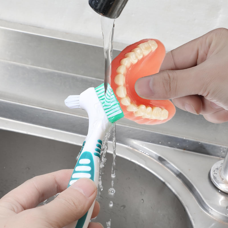 [Australia] - Lusofie 2Pcs Denture Brush, Effective Denture Toothbrush with Carrying Case Multi-Layered Soft Bristles Denture Cleaning Brush with Rubber Handle for Denture Clean Care 