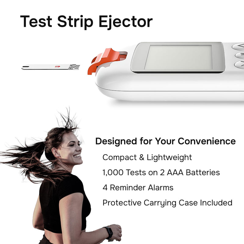 [Australia] - Gluco-Care Glucose Monitor Kit - Sleek White Design, Clear Display, Auto Calibration, Glucometer Kit with Strips and Lancets, 5 Sec Results, 500 Memory, Travel Case, 1 Lancing Device, Convenient Blood Surgar Testing for Diabetes 