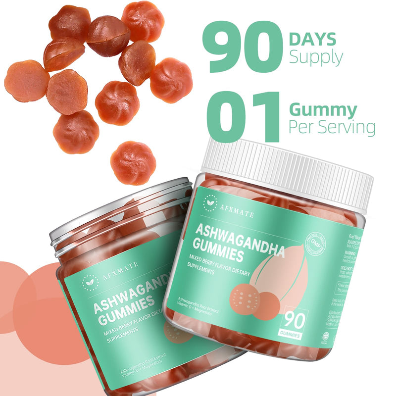 [Australia] - AFXMATE Ashwagandha Gummies for Women Sugar Free, Ashwagandha Supplement Gummy with Magnesium Vegan (90 Counts) 