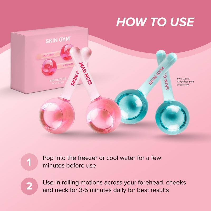 Skin Gym Ice Globe Beauty Balls, Pink Liquid Cryocicles, Cooling Face Roller for Smooth Skin & Enhanced Glow
