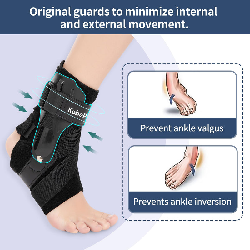 [Australia] - Ankle Brace with Side Stabilizers - Adjustable Ankle Support Sprained Ankle Brace for Ankle Sprained, Achilles Tendon, Plantar Fasciitis, Injury Recovery, Ankles Support for Running, Basketball, Football (Black, Large) Black 