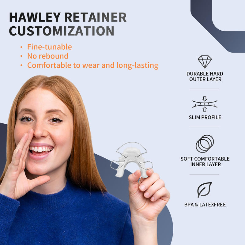 [Australia] - 2 Hawley Retainer for Custom Teeth Retention, Custom-Fit Two Retainers for Upper and Lower Teeth - Comfortable and Durable 