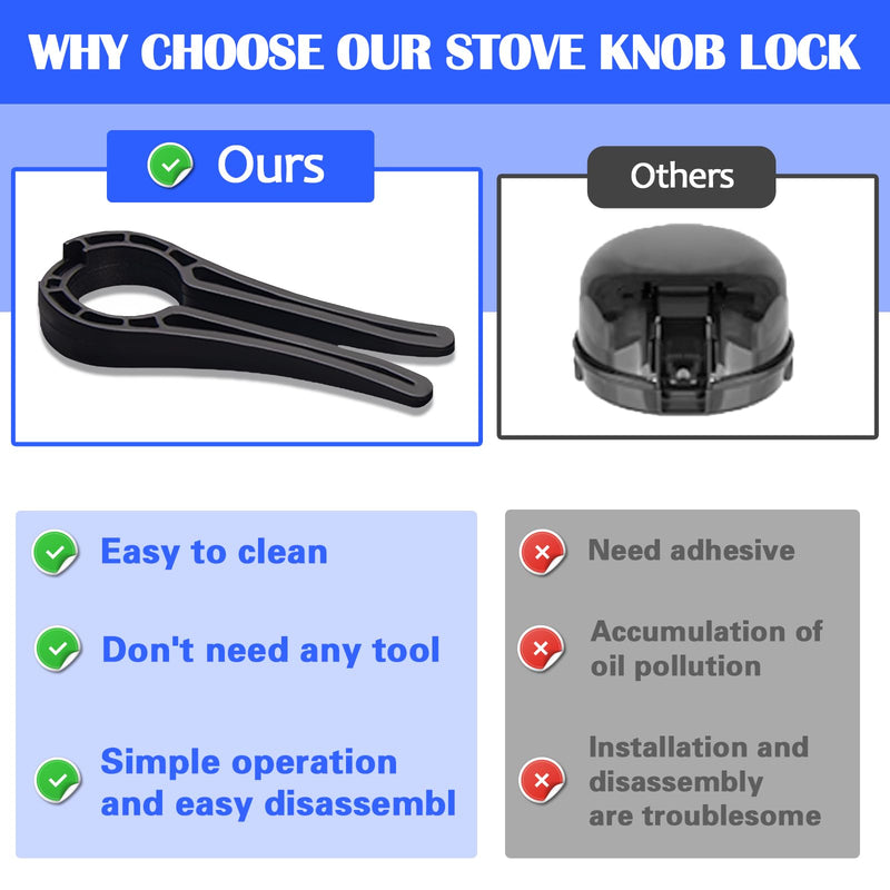 [Australia] - Gas Stove Knob Locks, Stove Knob Safety Covers for Child, Prevent Kids Pets from Turning on Stoves - Black-5 Pack 