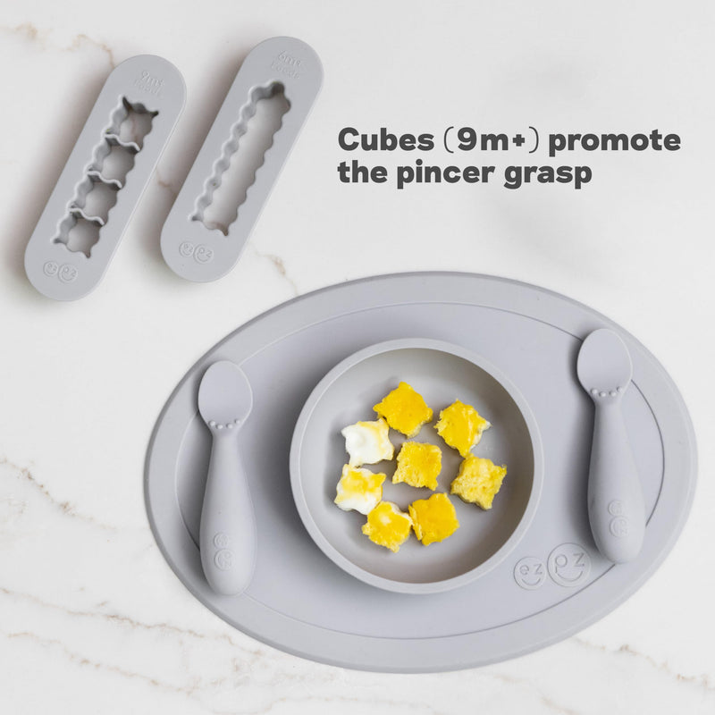 [Australia] - ezpz Baby Led Weaning Food Cutters | 2 Pack | For Ages 6 Months to 9 Months + (Pewter) Pewter 