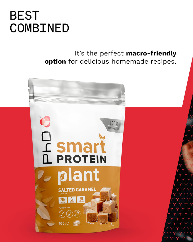 Phd Smart Plant, high Protein Vegan Shake, Ideal for Shakes, Baking and Deserts, Salted Caramel,500g