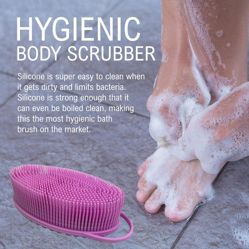 [Australia] - Avilana Exfoliating Silicone Body Scrubber Shower Brush- Hygienic Shower Loofah Sponge Alternative for Deep Clean & Soft Skin - Silicone Body Brush and Silver Infused Silicone Body Brush Dark Gray 