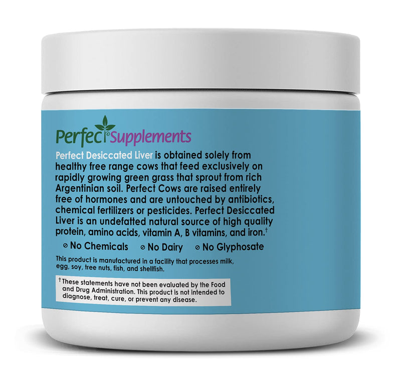 [Australia] - Perfect Supplements – Perfect Desiccated Liver Powder – 180 Grams – Undefatted Beef Liver – Natural Source of Protein, Iron, Vitamins A & B 