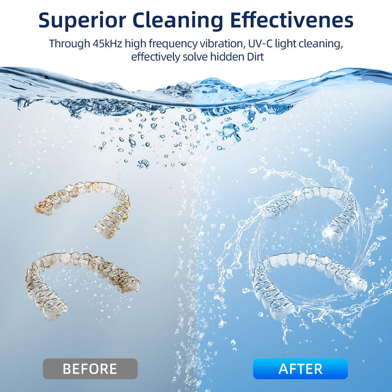 [Australia] - Ultrasonic Retainer Cleaner, Retainer Cleaner Machine for Dentures, Mouth Guards, Braces, Toothbrush Heads, Jewelry with 200ML Capacity, 45kHz Retainer Cleaning, 4 Modes for Appliances, Purple 