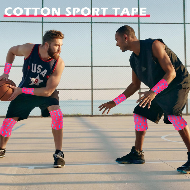 TrelaCo Wrist Tape Baseball Cross Athletic 2in x 23ft Cotton Cross Wrist Tape Serrated Edges for Fingers Ankles Injury Wrap, Football Baseball Hockey Soccer (2 Pcs,Rose Red) 2 Rose Red