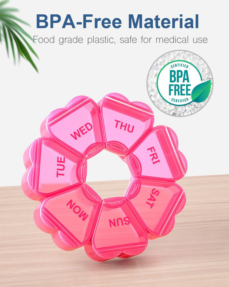 [Australia] - Large Weekly Pill Organizer/Box 7 Day, KAPENS Daily Vitamin Case Large Capacity Compartments, Pill Containers for Fish Oil Medicine Supplements Red 