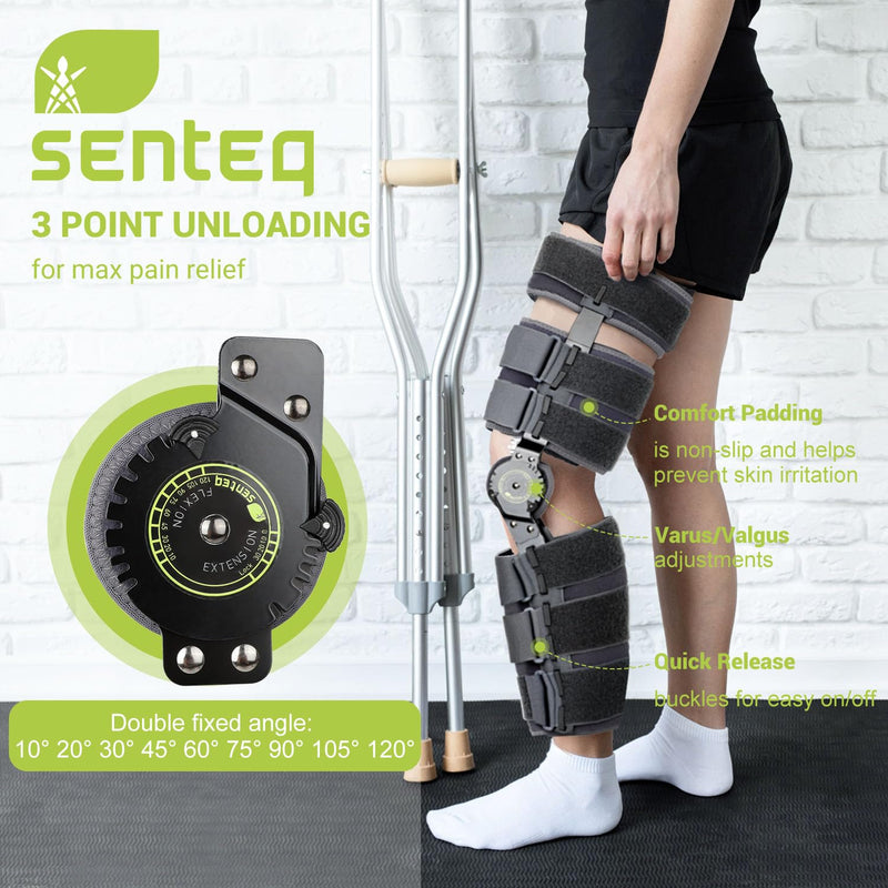 [Australia] - SENTEQ Knee Brace ROM Adjustable Post Op Knee Support Orthosis Immobilizer Protector for Left Leg and Right Leg, Both Men and Women 