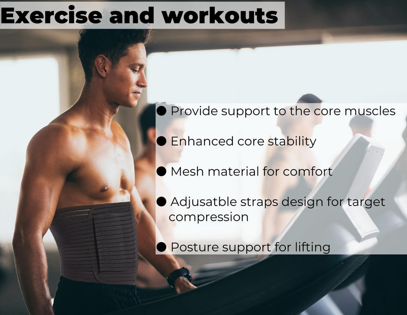 Reian Men's Abdominal Binder for Post Surgery,Compression Wrap Abdomen Waist Support Belt for Hernia Surgery, Abdominal Injuries (Black, X-Large) Black