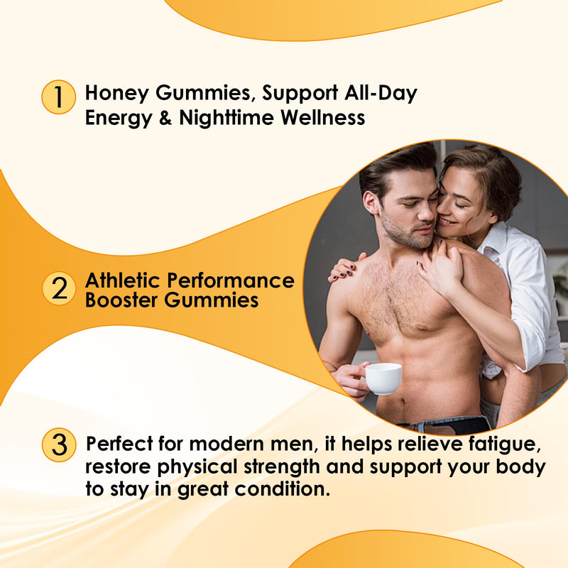 Men’s Manuka Honey Gummies, with Shilajit, Ashwagandha, Sea Moss, Improves Endurance, Lowers Cortisol, Reduces Fatigue, Vegan, Non-GMO (60 Gummies)