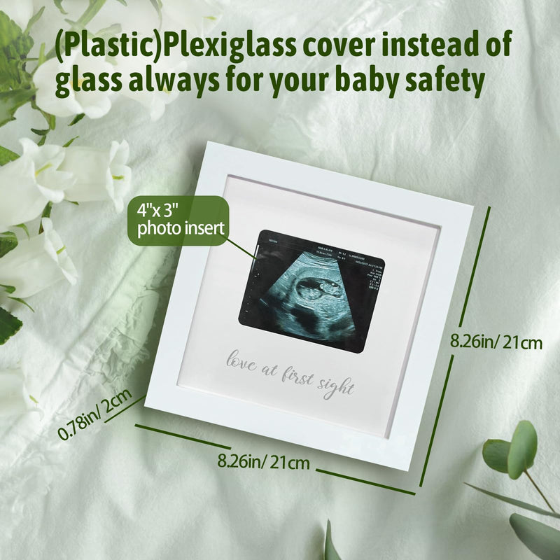 [Australia] - Love at First Sight Ultrasound Picture Frames, Sonogram Picture Frame, Pregnancy Announcement for Grandparents, Baby Announcement Ideas Ultrasound Photo Frame Nursery Décor, White Love at First Sight - White 