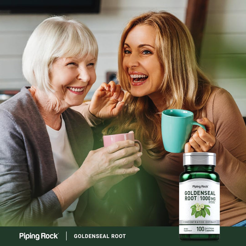 [Australia] - Piping Rock Goldenseal Root Capsules 1000mg | 100 Capsules | Herbal Supplement | Concentrated Extract | Non-GMO, Gluten Free 