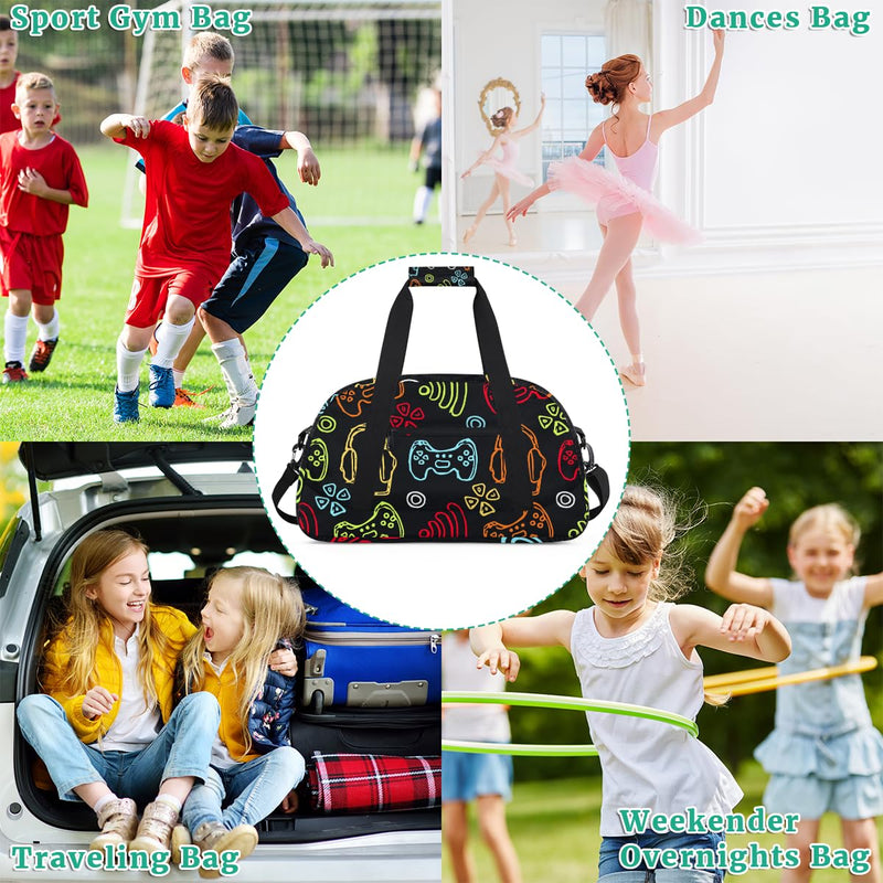 Kids Overnight Duffle Bag Boys Sport Gym Bag, Carry On Weekender Travel Bag for Kid Boys (Game) Game