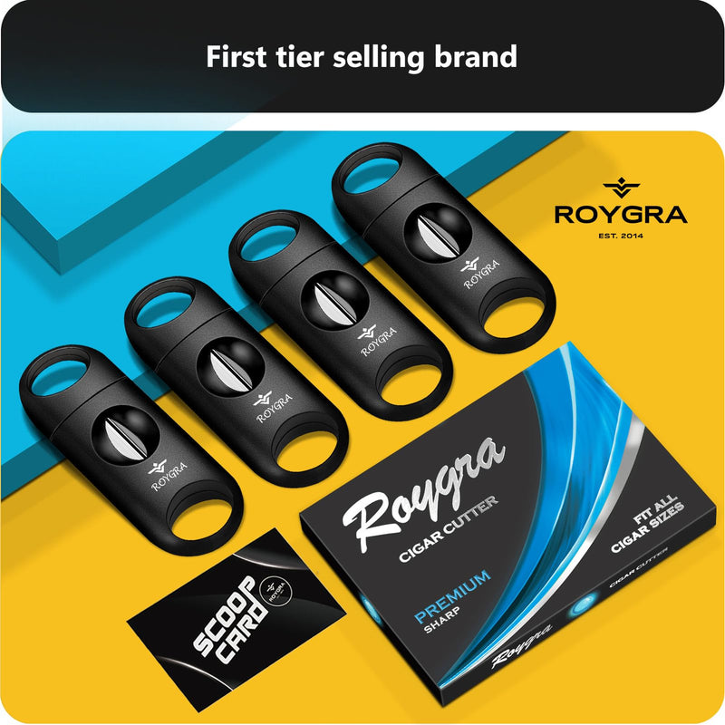 [Australia] - roygra Cigar Cutter, Enlarge V-Cut Fit All Cigar Sizes - 4 Pack 