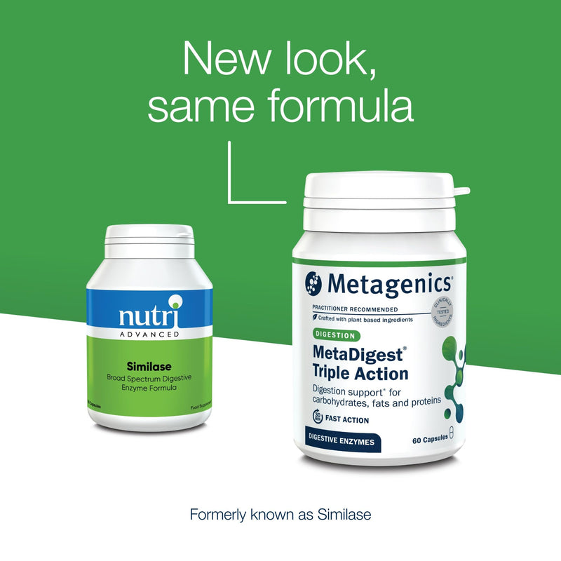 Metagenics MetaDigest Triple Action - Comprehensive Digestive Support with Plant Enzymes and Ginger Extract - 60 Capsules 60 count (Pack of 1)