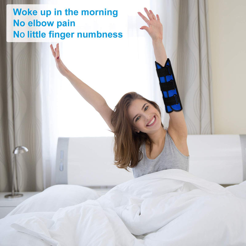 Elbow Brace, Night Splint Support for Cubital Tunnel Syndromean, Ulnar Nerve, Stabilizer Brace for Fix Elbow, Prevent Excessive Bending at night, Fits Left and Right Arms,Women, Men (M)